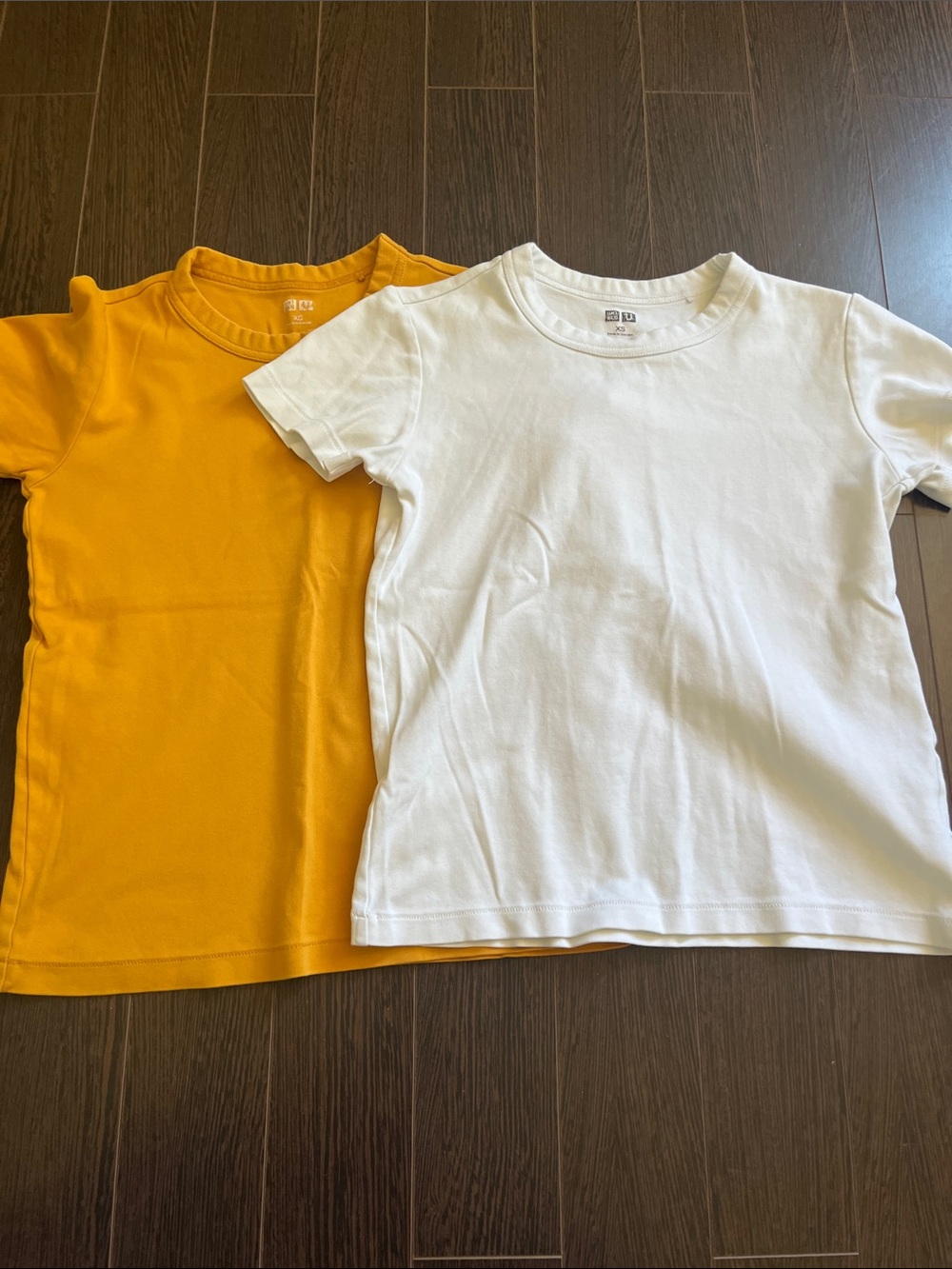 Uniqlo Short Sleeve Tee Set — White & Mustard Yellow